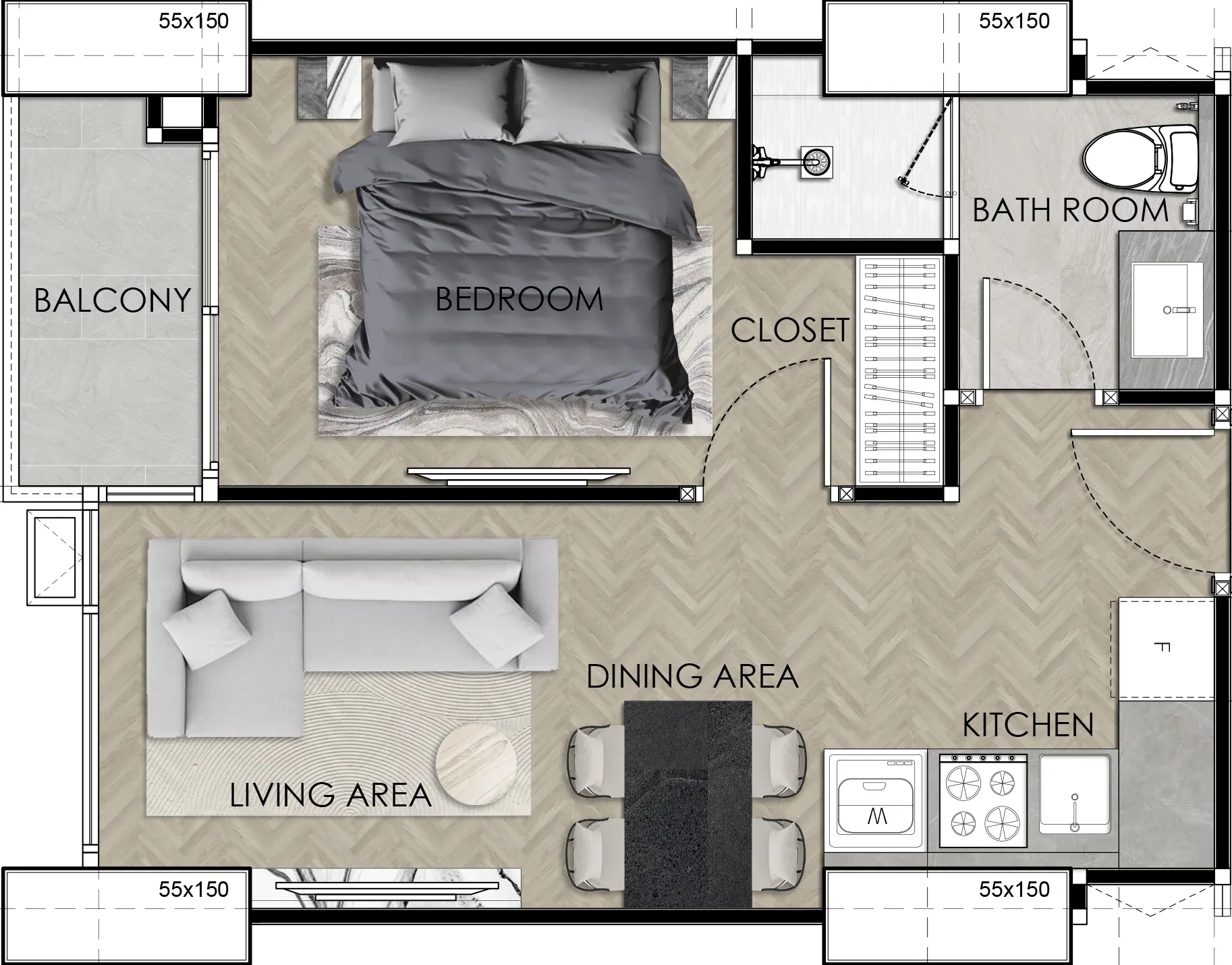 One Bedroom (43 m²)